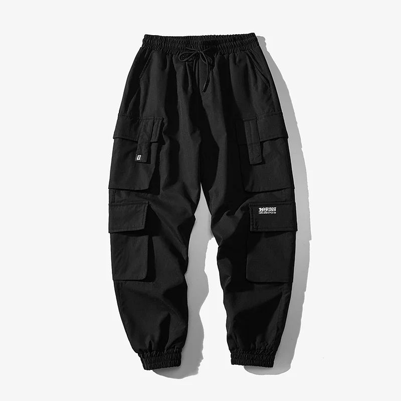 Wichuw Oversized Black Cargo Joggers