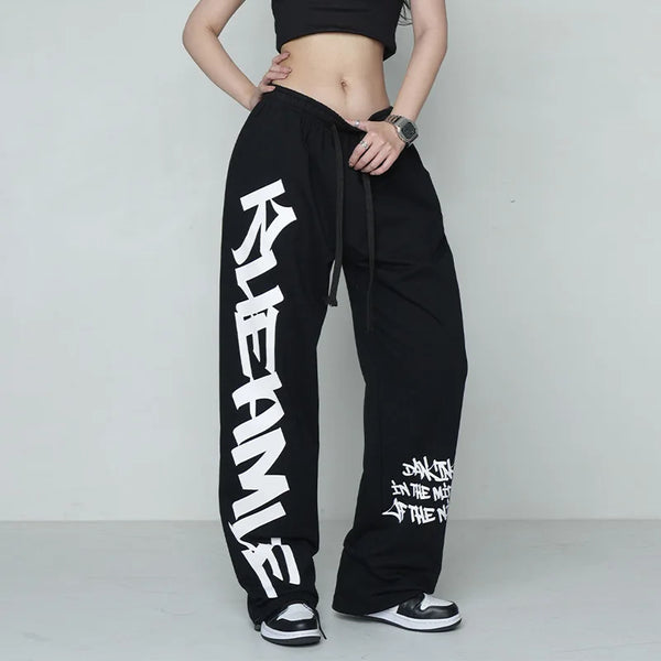 White Letter Print Sweatpants