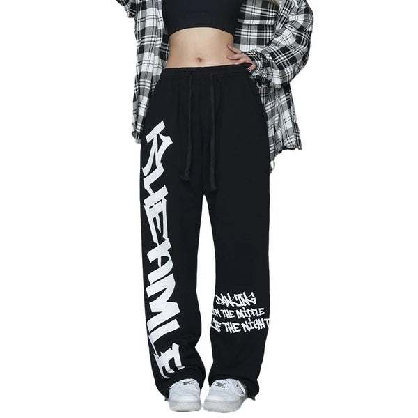 White Letter Print Sweatpants