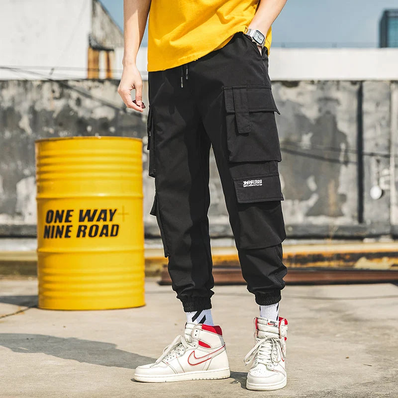 Wichuw Oversized Black Cargo Joggers