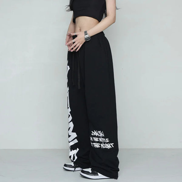 White Letter Print Sweatpants