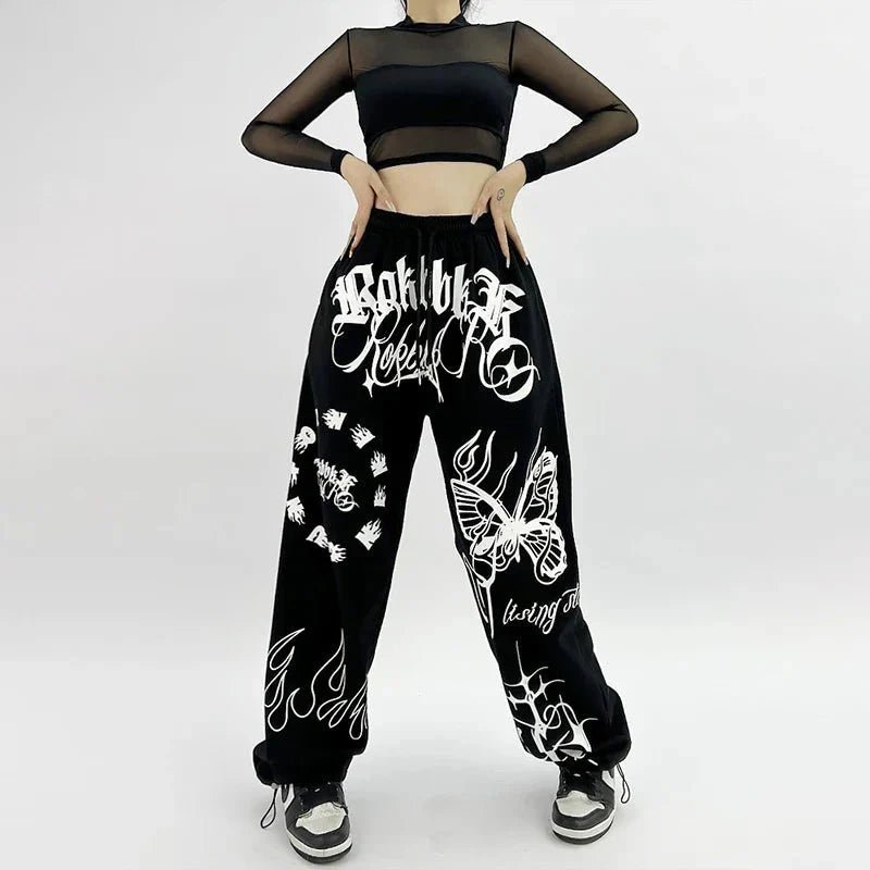 Butterfly Letter Print Pants - WICHUW LTD