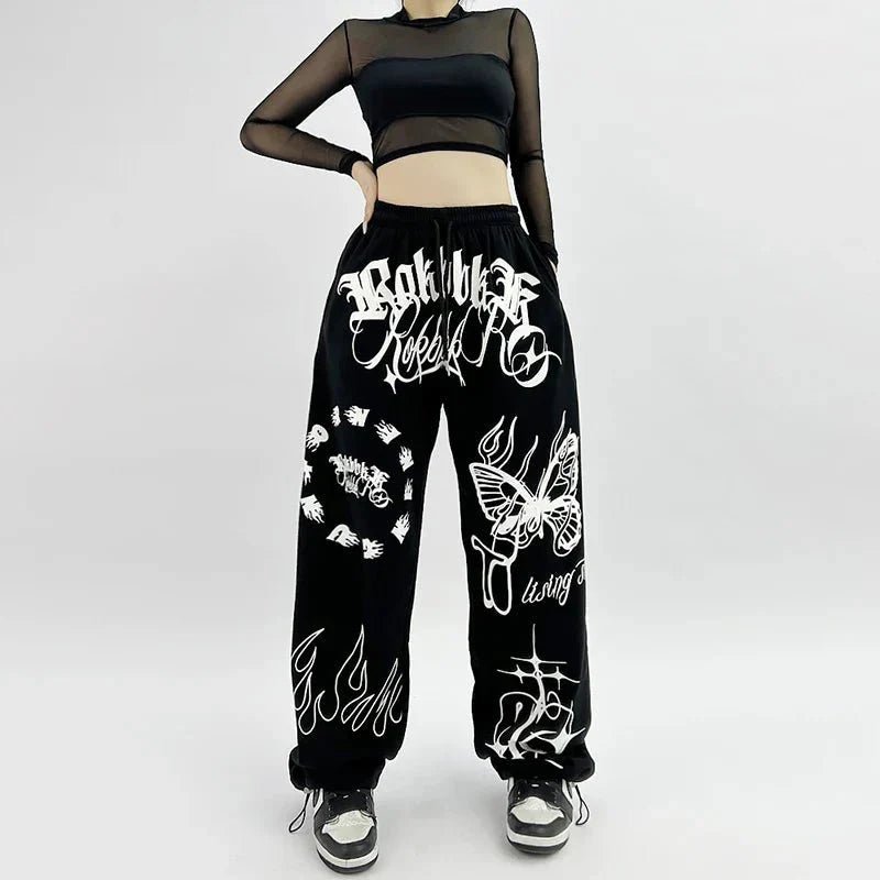 Butterfly Letter Print Pants - WICHUW LTD