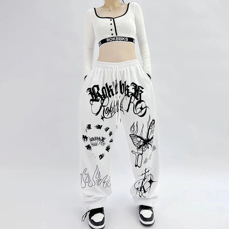 Butterfly Letter Print Pants - WICHUW LTD