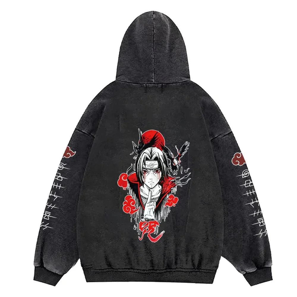 Gothic Manga Acid Wash Hoodie - WICHUW LTD