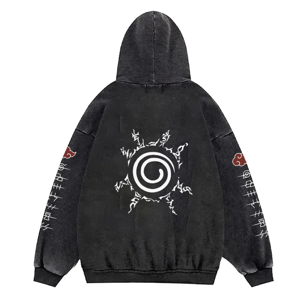 Gothic Manga Acid Wash Hoodie - WICHUW LTD